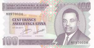 Burundi p44b 100 Francs 2011